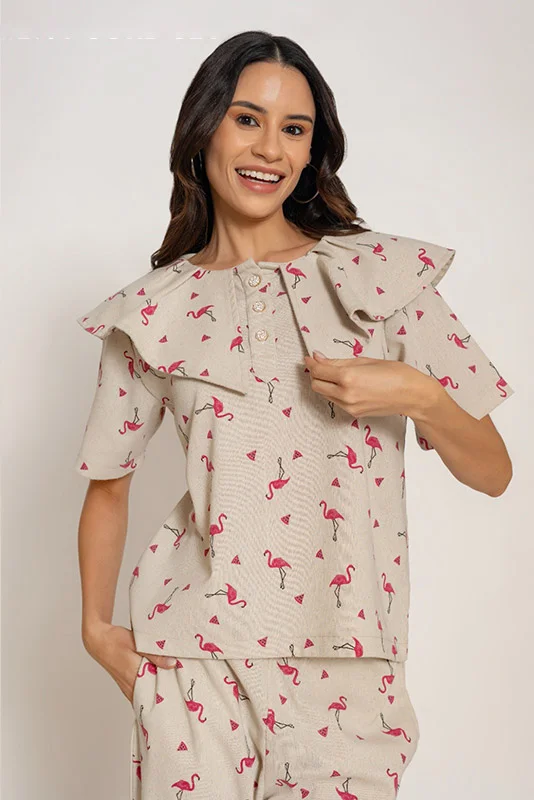 FLAMINGO LINEN PRINTED CO-ORD SET