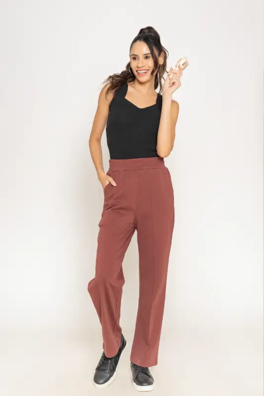 High-Rise Pintuck Wide-Leg Trousers