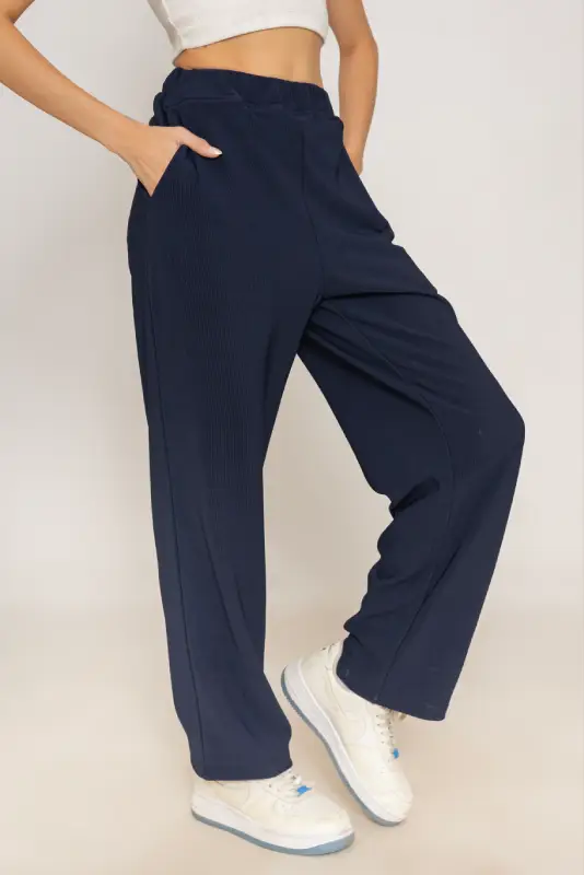 ESSENTIAL HIGH RISE WIDE LEG LOUNGE TROUSERS