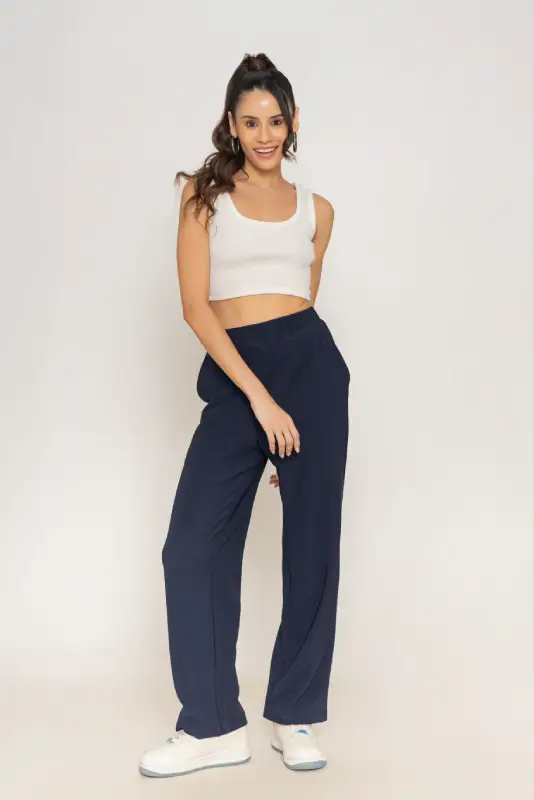 ESSENTIAL HIGH RISE WIDE LEG LOUNGE TROUSERS