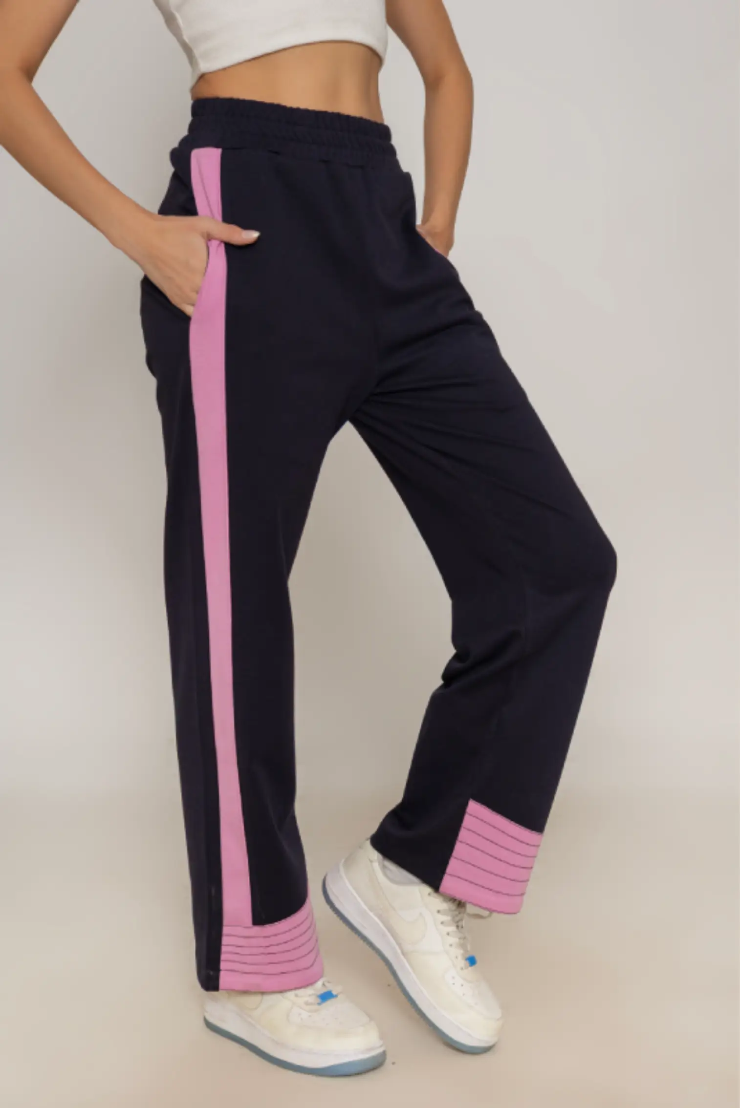 Color-Block High-Rise Track Pants