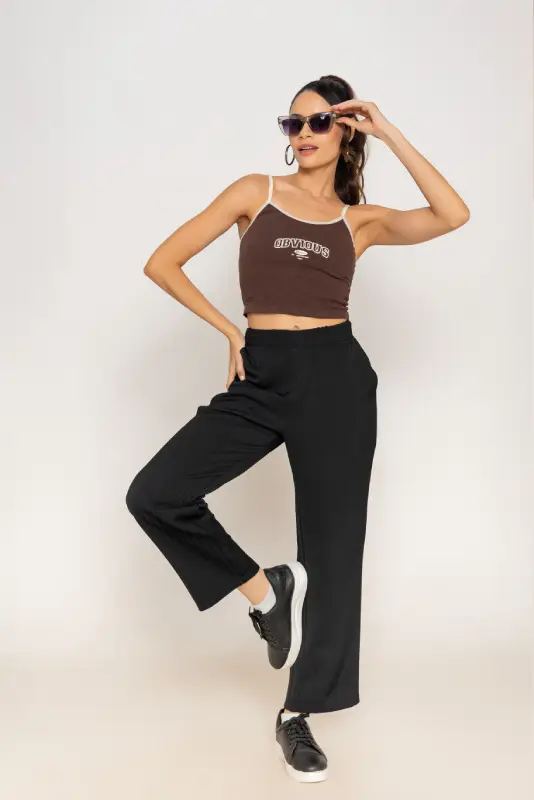 Textured Straight-Fit Trousers