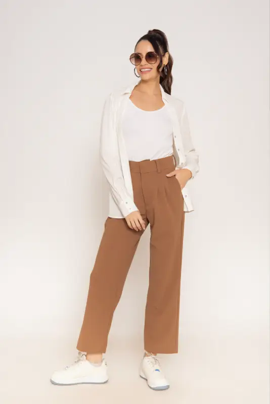 Pleated High-Waisted Tailored Trousers - Image 7