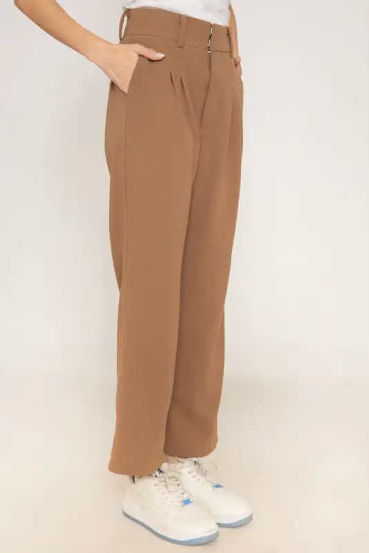 Pleated High-Waisted Tailored Trousers